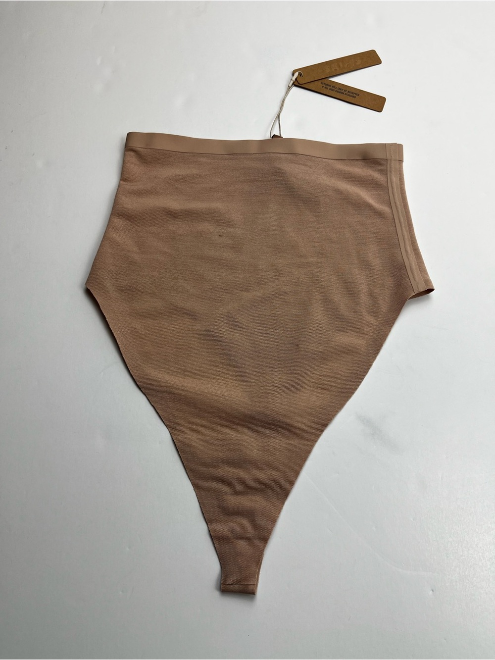 Skims Womens Brown Nylon Blend Sheer Sculpt High Waisted Thong Panties Small NEW